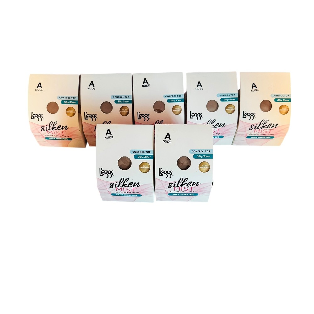 7 Pack L'eggs Silken Mist Control Top Tights Nude Size A Sheer Toe LSM201
